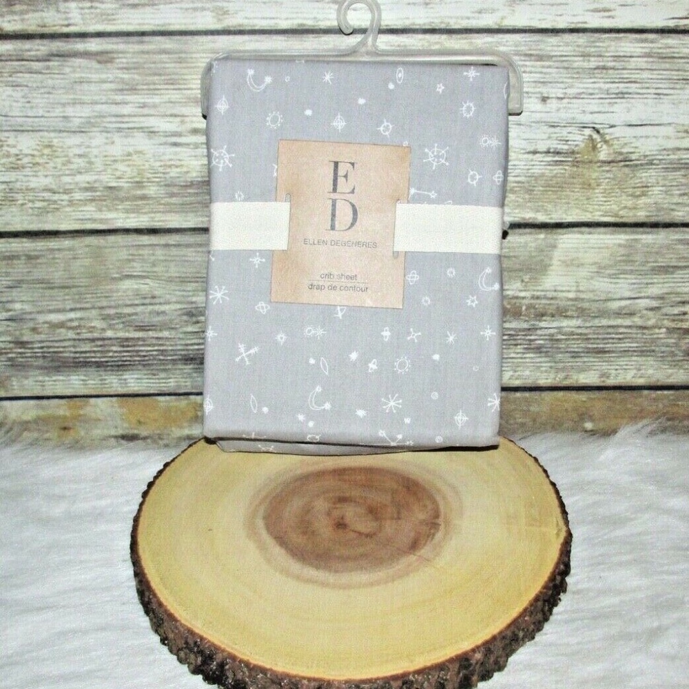 ED Ellen Degeneres Star Gray Cotton Crib Sheet